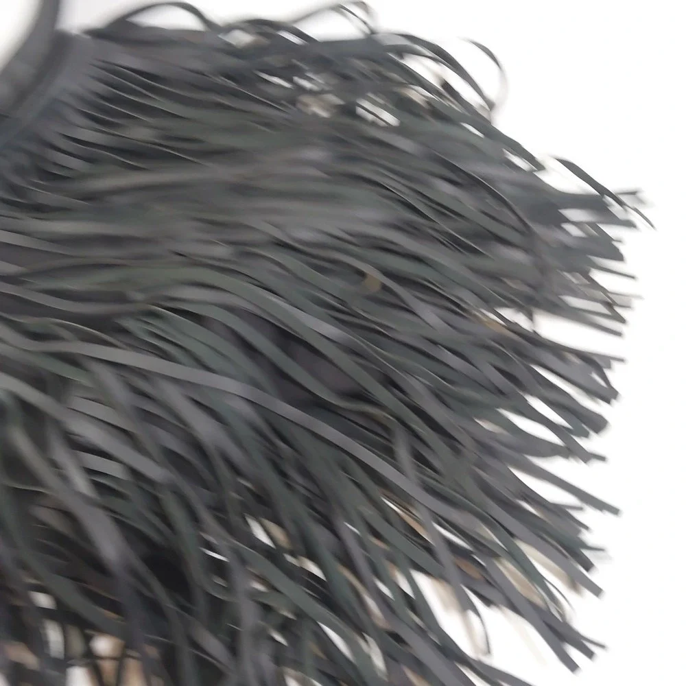 Black Faux Suede Fringe Slouchy‎ Hobo Shoulder Bag Tote Boho